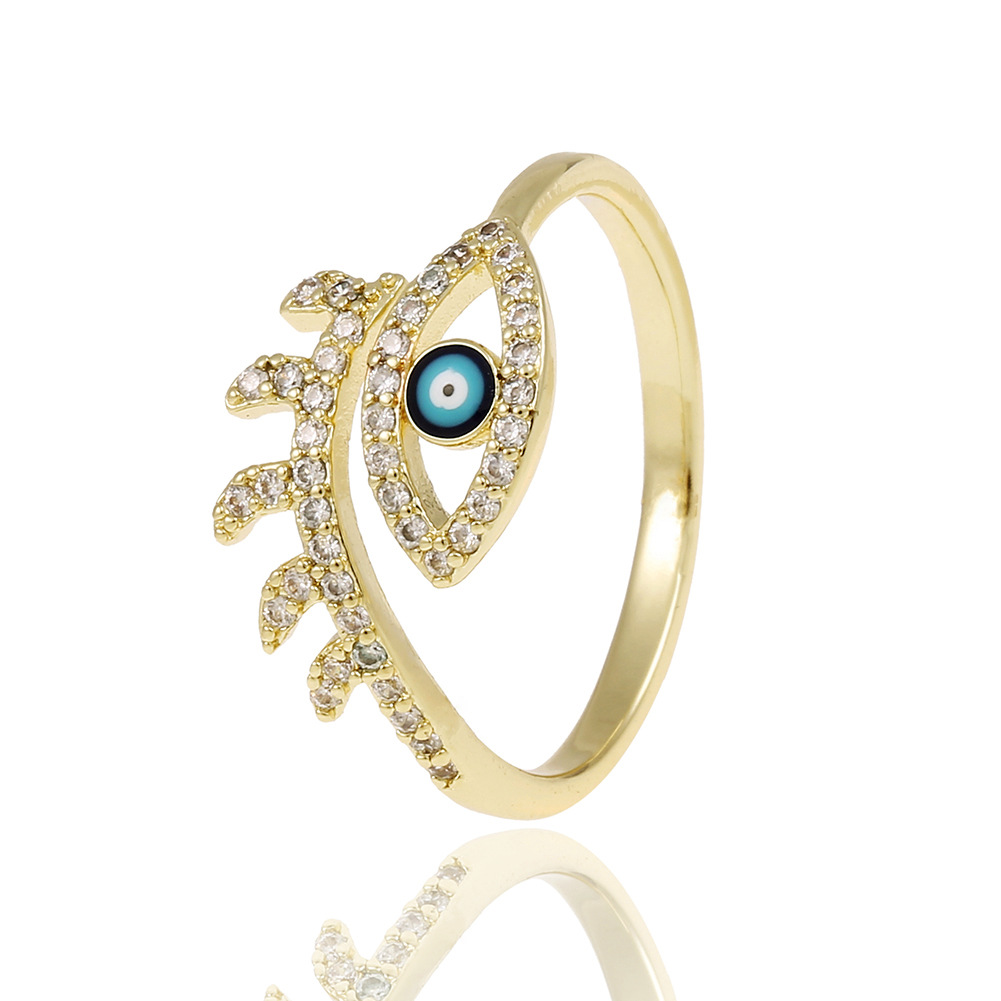 18K Evil Eye Ring Zircon Jewelry Party Holiday Gift Women